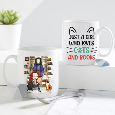 89Customized Just a girl who loves cats & book Personalized Mug