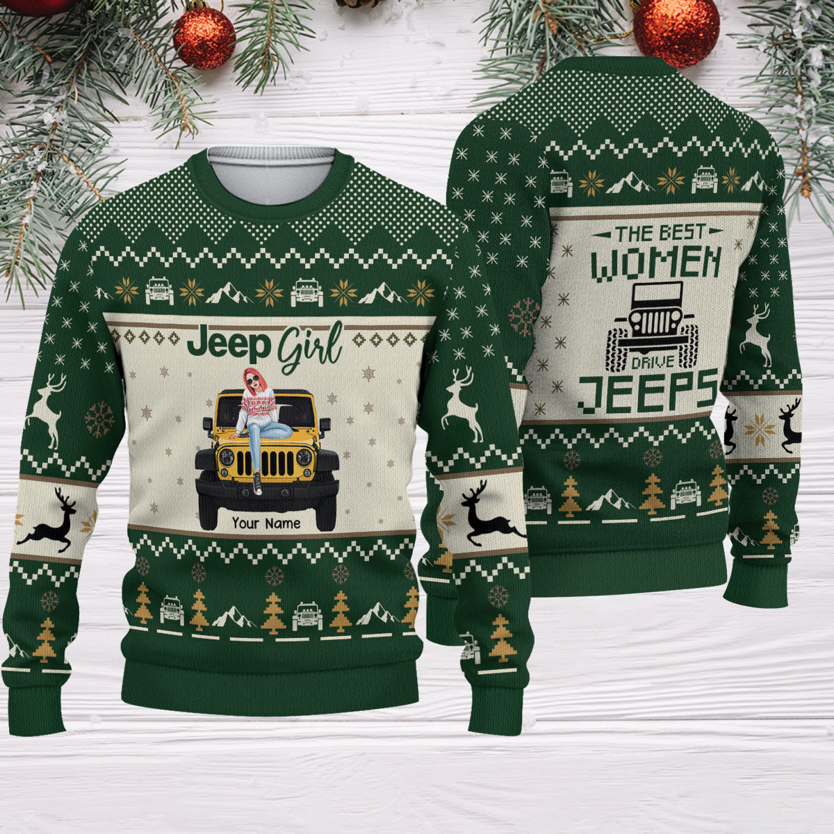 89Customized Jeep Girl the best women drive Jeeps Personalized Sweater