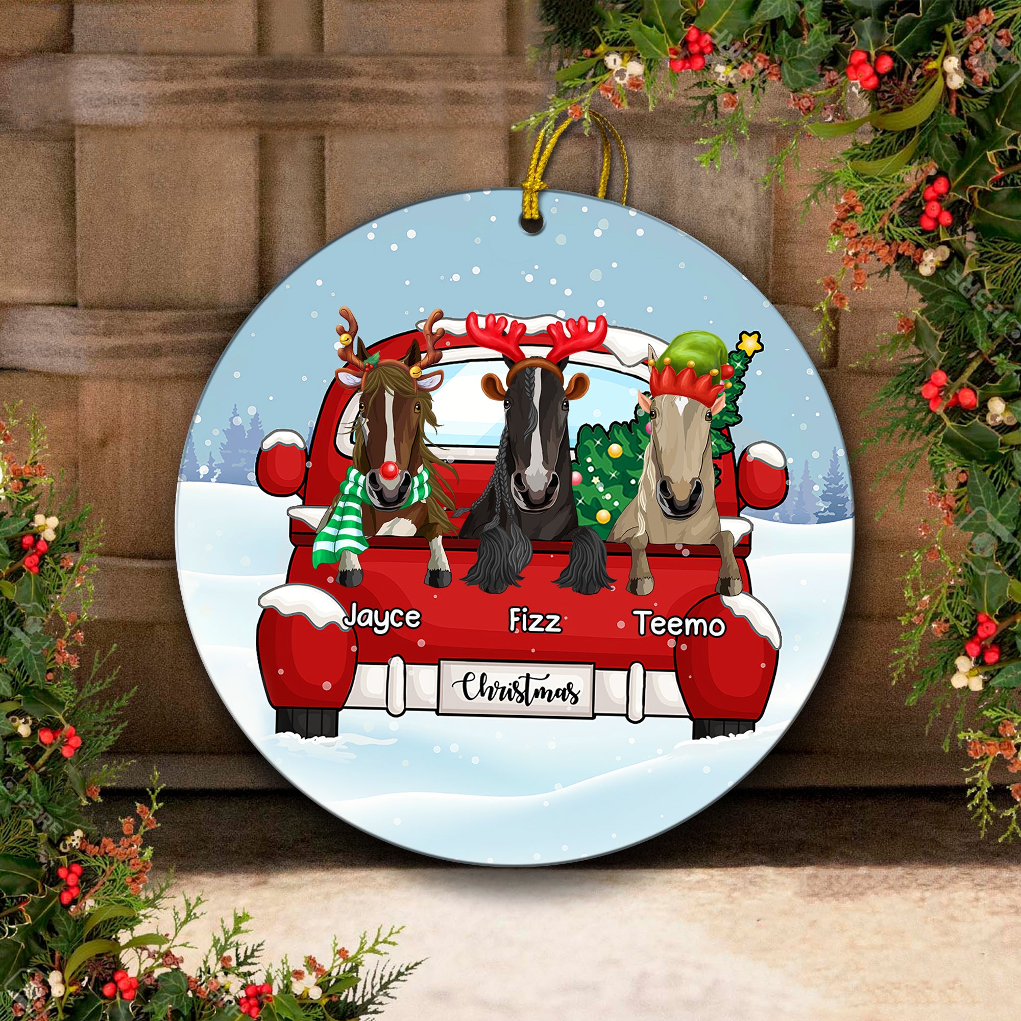 89Customized Horses Christmas Personalized One Sided Ornament