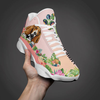 89Customized Dog and Cat lover Tropical Palm tree Pattern Customized White Air JD13 Shoes