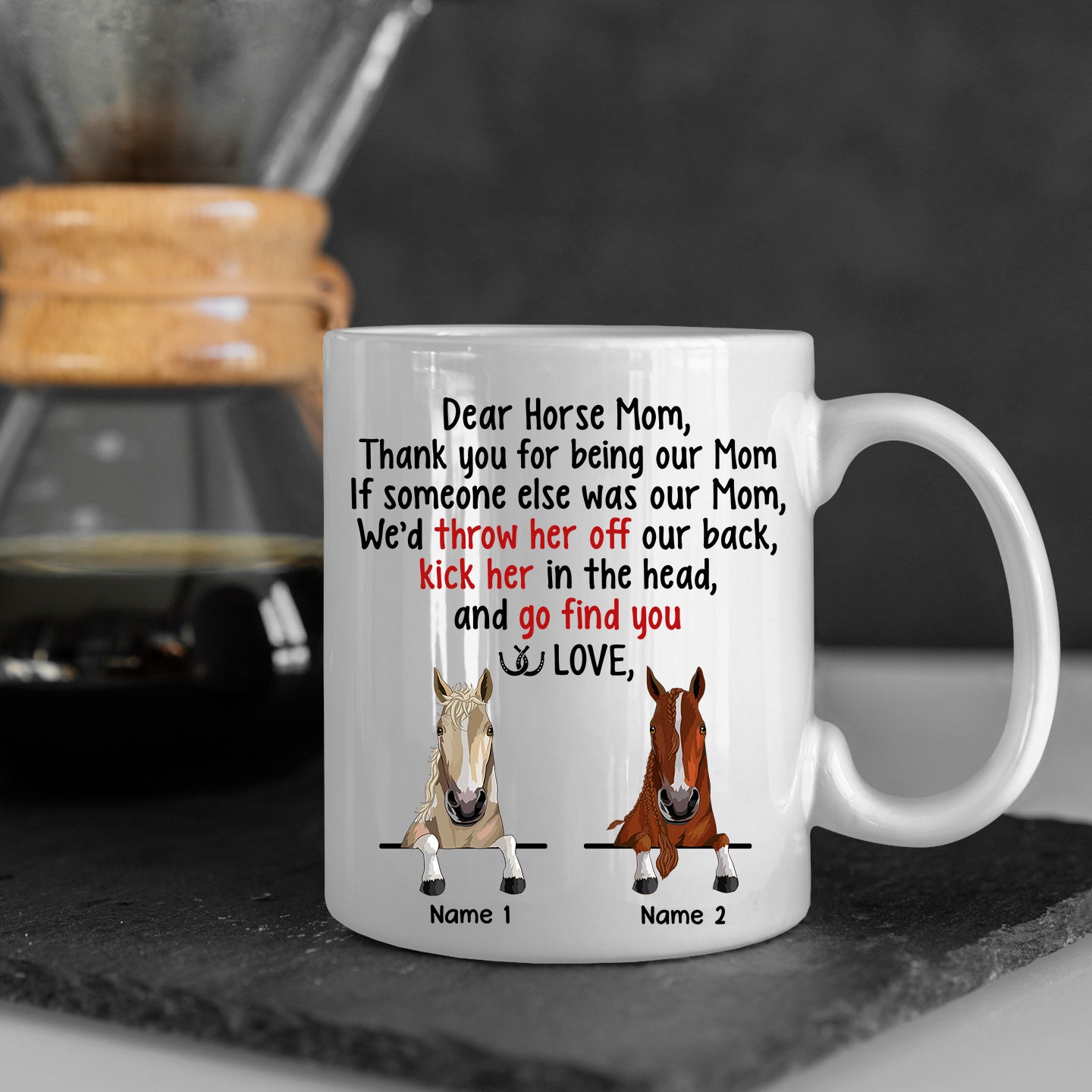 89Customized Dear Horse Mom Thank you for being my Mom personalized mug