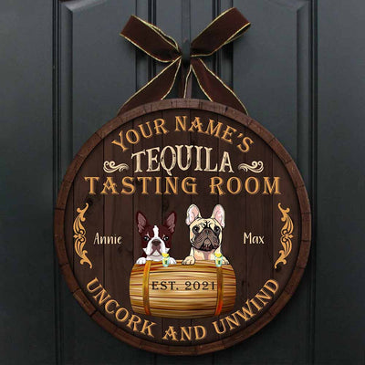 89Customized Tequila tasting room dog and cat Customized Wood Sign