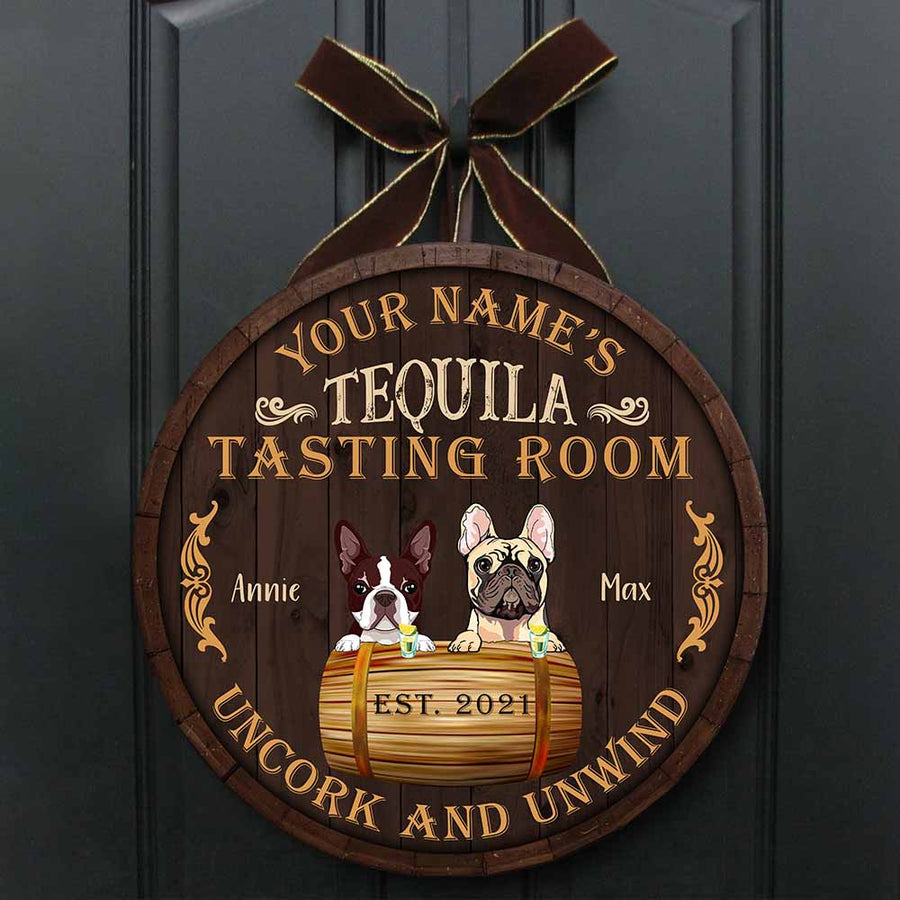 89Customized Tequila tasting room dog and cat Customized Wood Sign