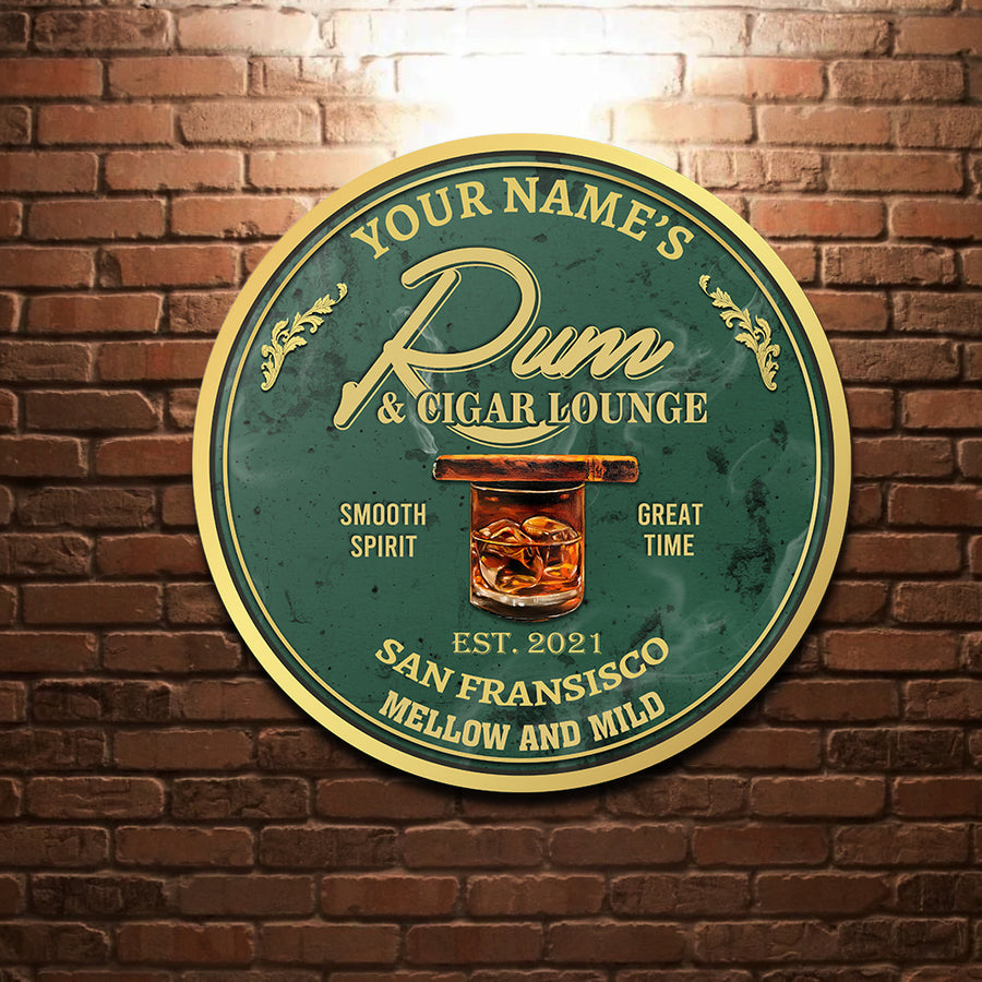 89Customized Rum and Cigar Lounge Customized Wood Sign