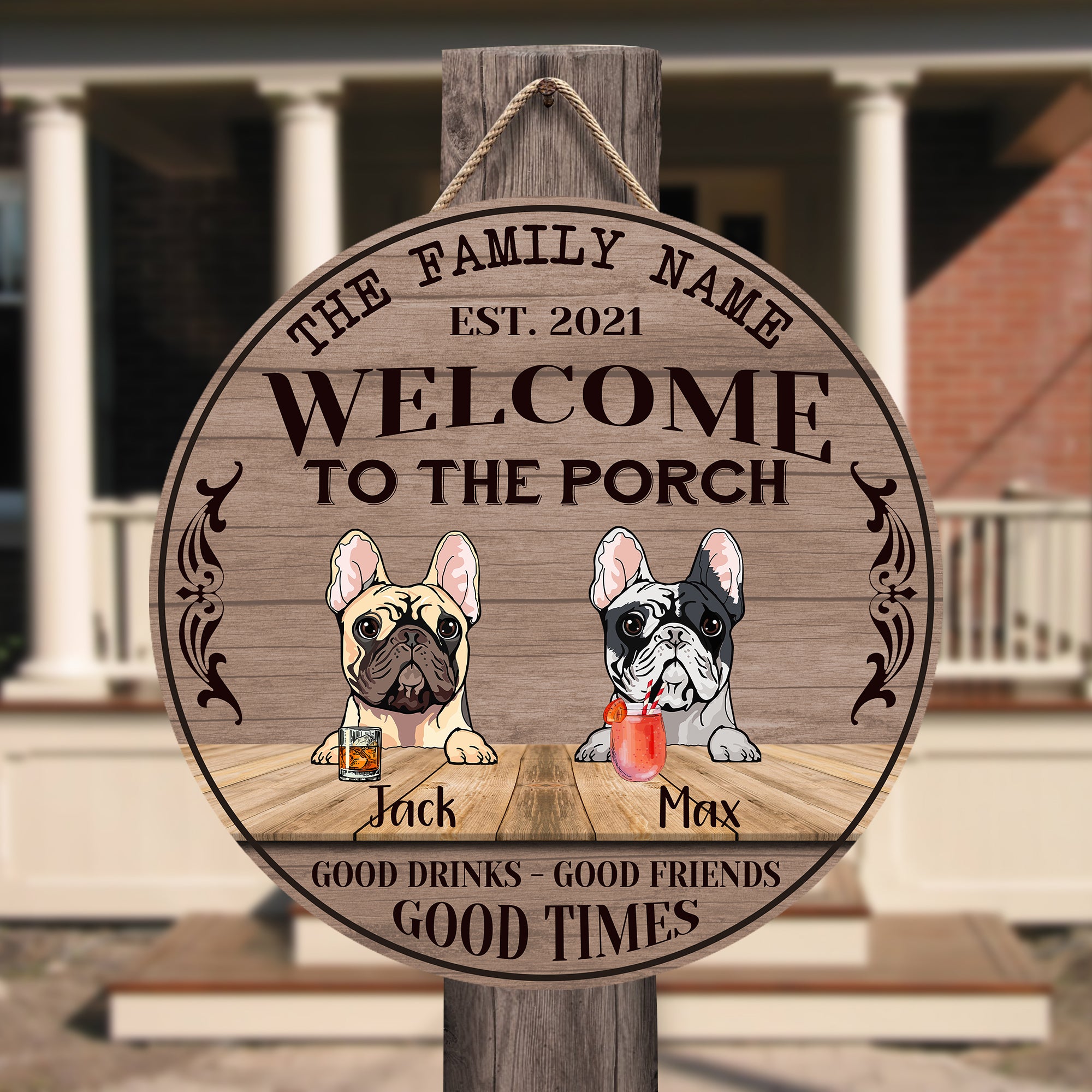 89Customized Welcome to the porch Dogs Customzied Wood Sign