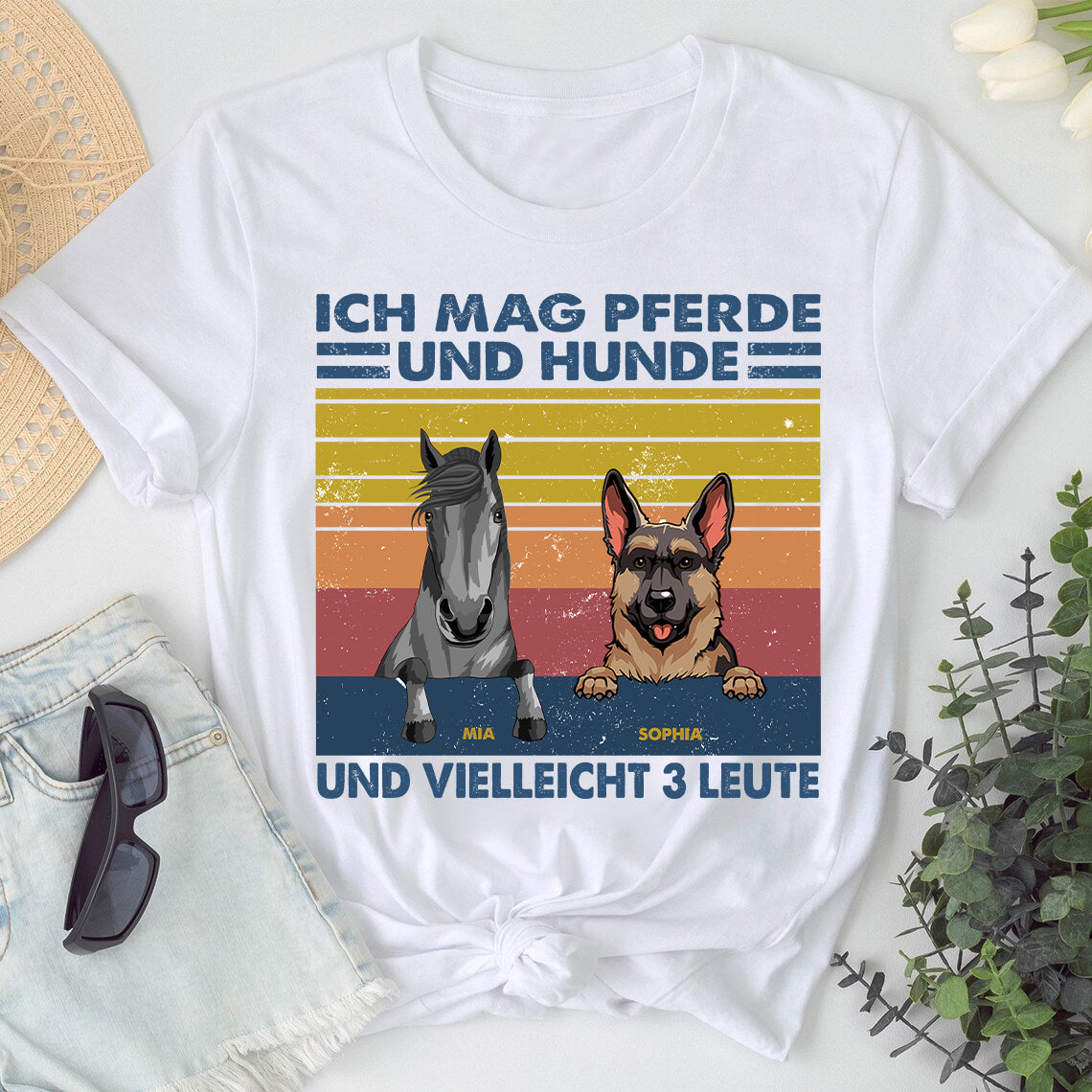 Ich mag Pferde und Hunde und vielleicht 3 Leute T Shirt