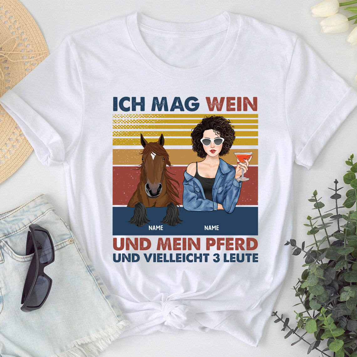 Ich mag Wein und meine Pferde und vielleicht 3 Leute T Shirt