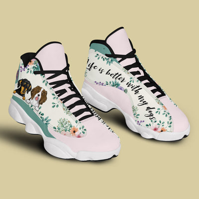 89Customized Life is better with a dog tropical pattern Customized White Air JD13 Shoes