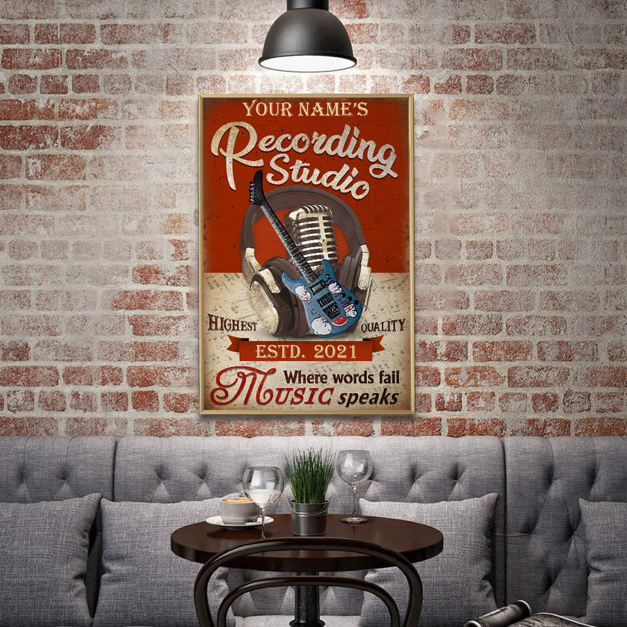 89Customized Recording studio guitar personalized poster