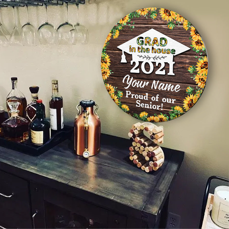 89Customized Personalized Wood Sign Grad In The House Sunflower 2021