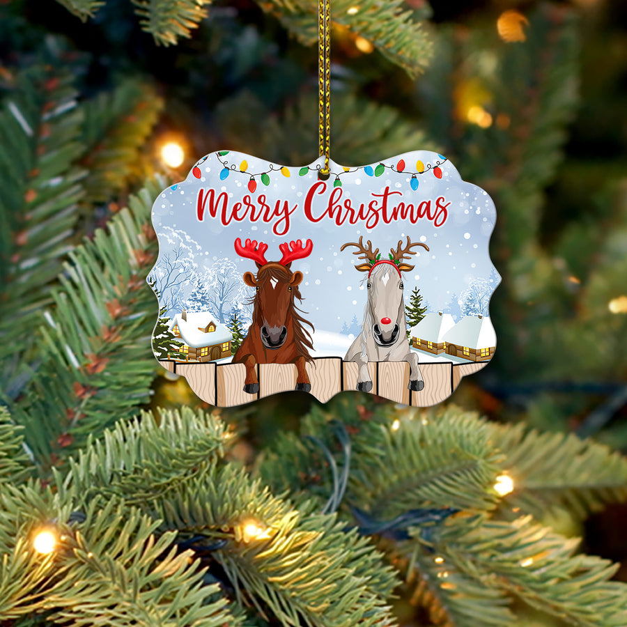89Customized Merry Christmas Horses One Sided Personalized Ornament