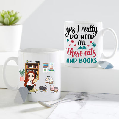 89Customized yes I really do need all these cats and books Mug