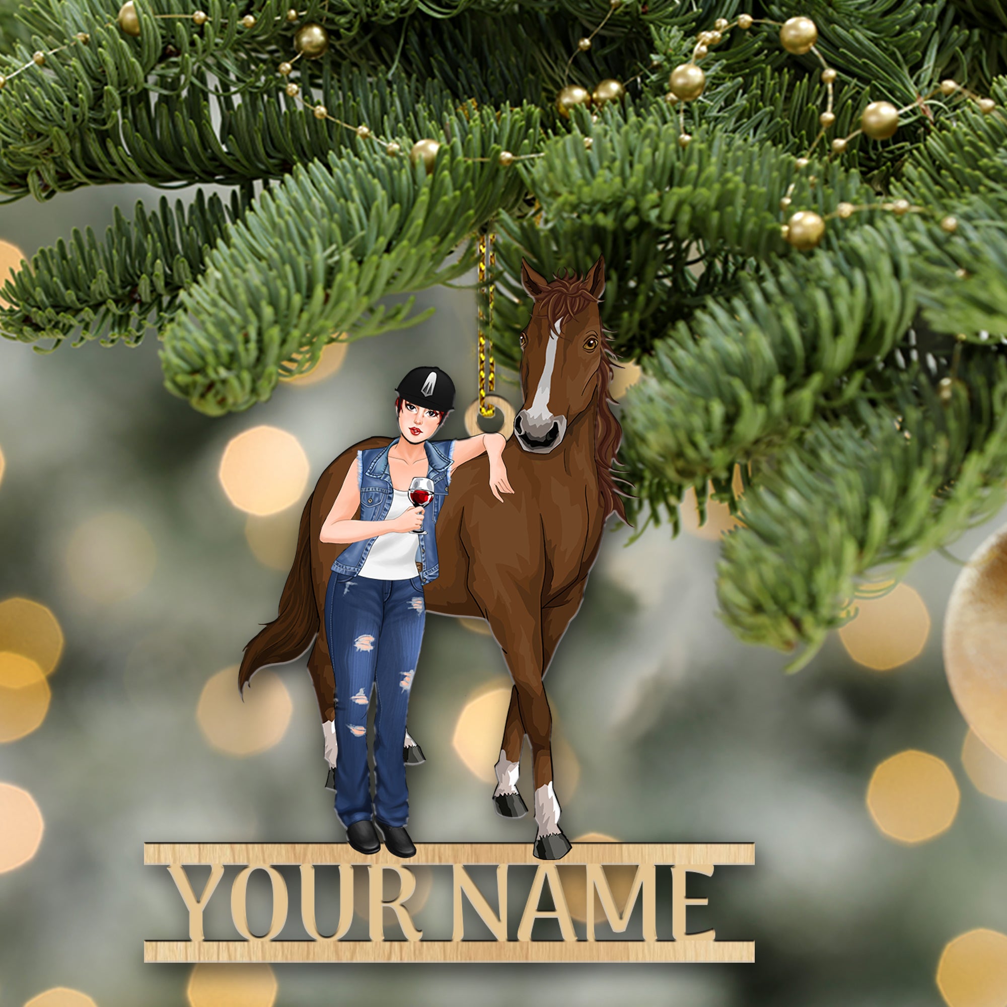 89Customized Equestrian Horse Lover Personalized One Sided Ornament