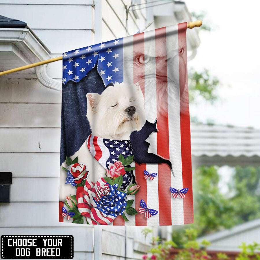 89Customized Proud Eagle Dog America Customized Garden Flag