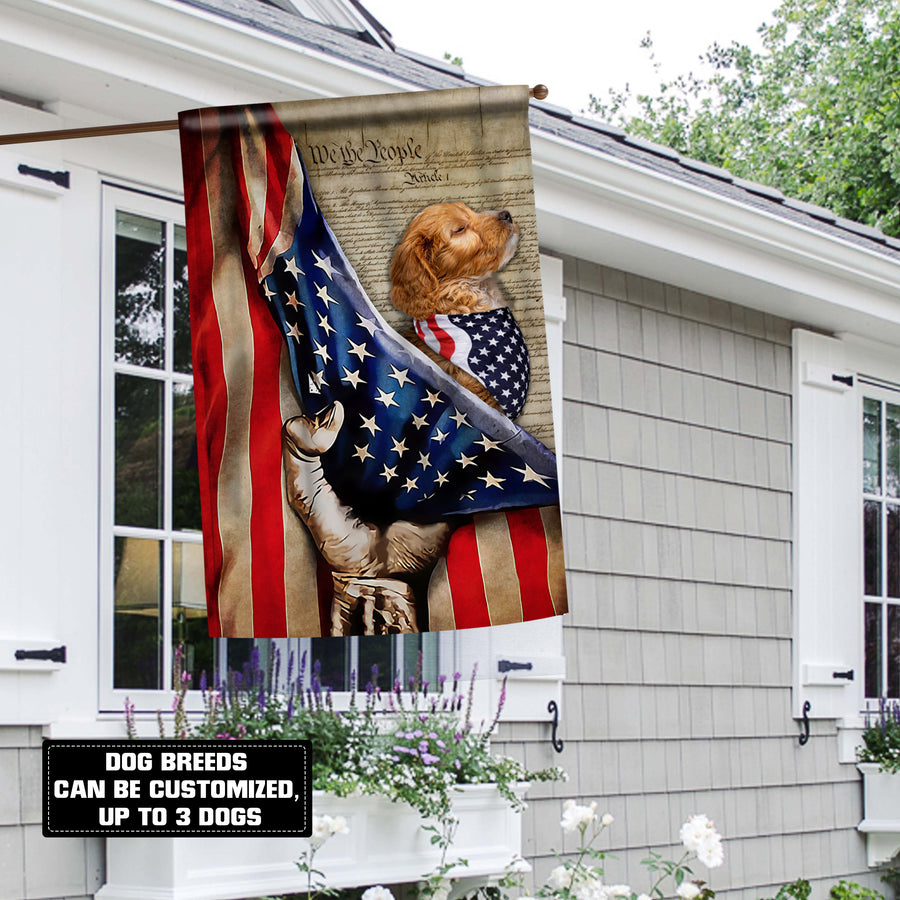 89Customized Proud Dog With US Constitution Customized Flag