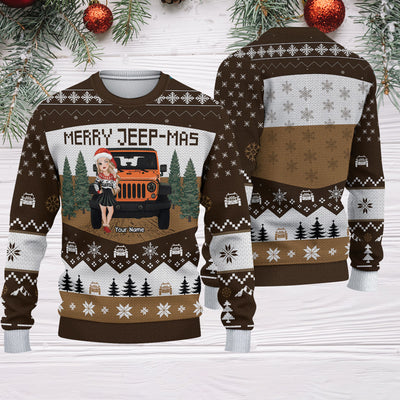 89Customized Merry Jeep-mas Jeep Girl Customized Sweater