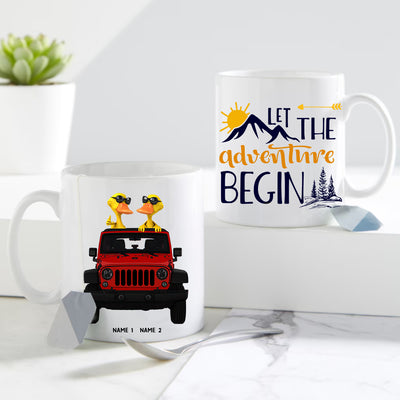 89Customized Let the adventure begin Jeep Ducks Customized Mug