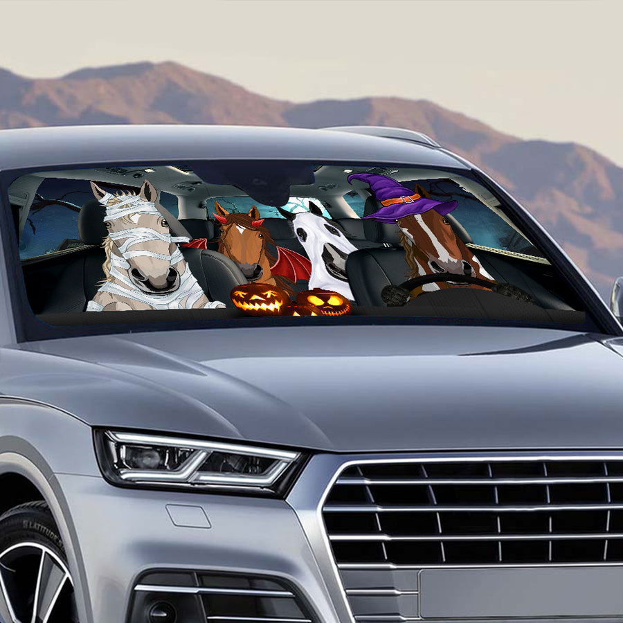89Customized Halloween Horses On Car Personalized Car Sun Shade