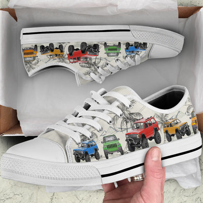 89Customized Jeep Wrangler Tropical Pattern Customized Low Top Shoes