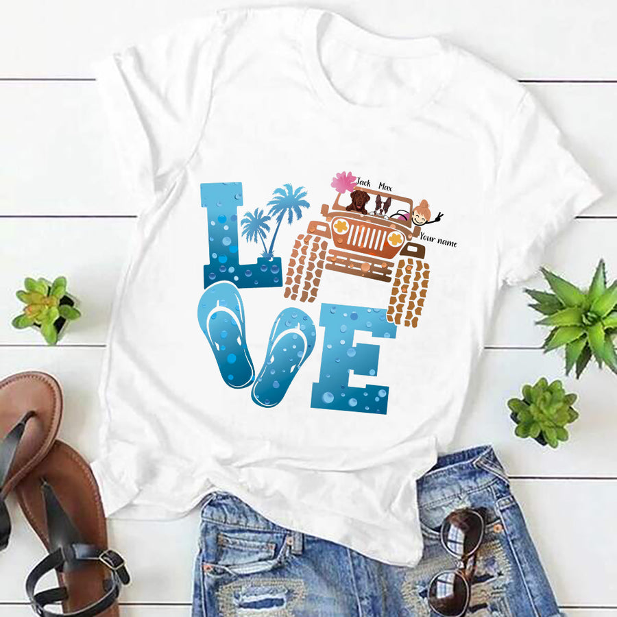 89Customized Personalized Shirt Jeep Dog Love Beach