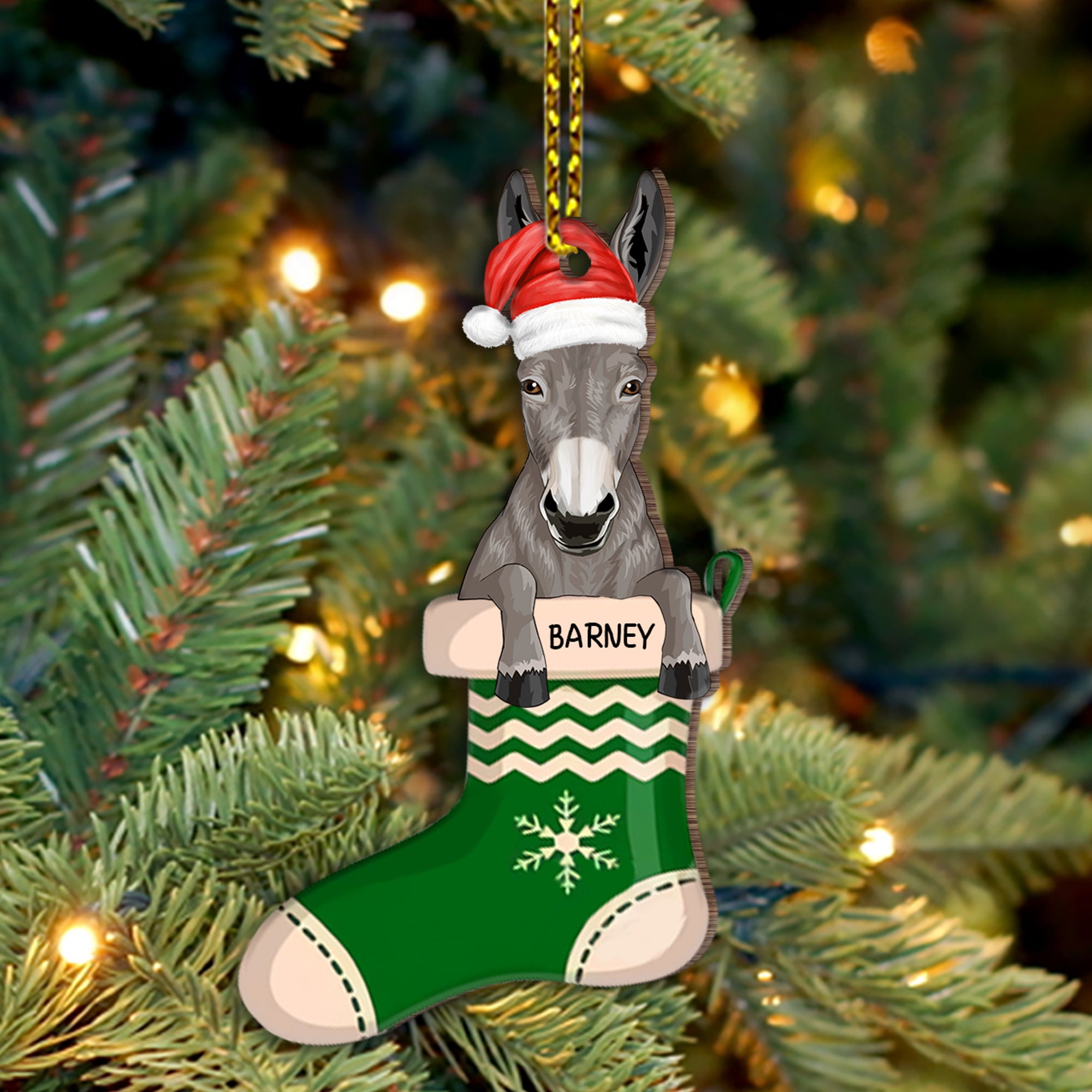 89Customized Lovely Donkey Christmas Personalized Ornament