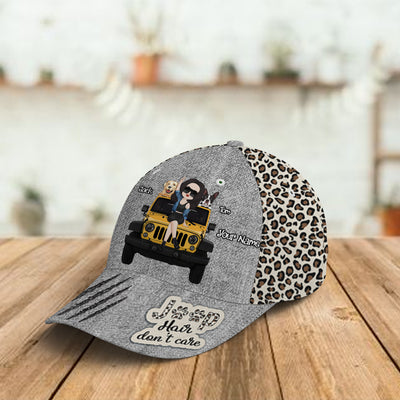 89Customized Jeep hair dont care leopard pattern Chibi jeep girl and dog Customized Cap