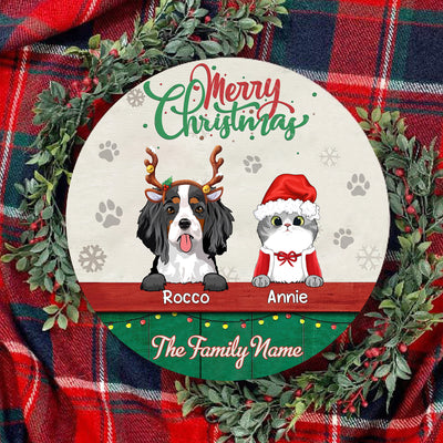 89Customized Merry Christmas Dogs Welcome Woodsign
