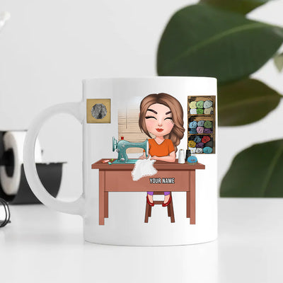 89Customized My sewing space is my happy place chibi personalized mug