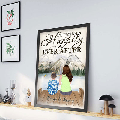 89Customized Mom and son fishing personalized poster
