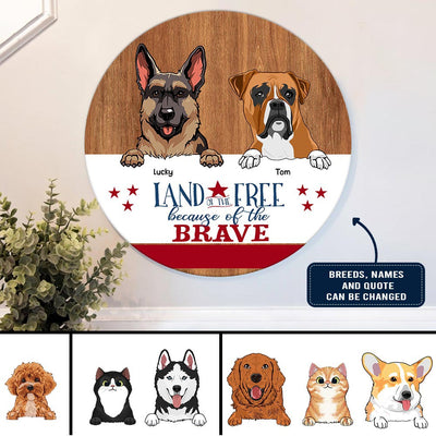89Customized Welcome To The Pawtriotic House Funny Dogs And Cats Personalized Wood Sign