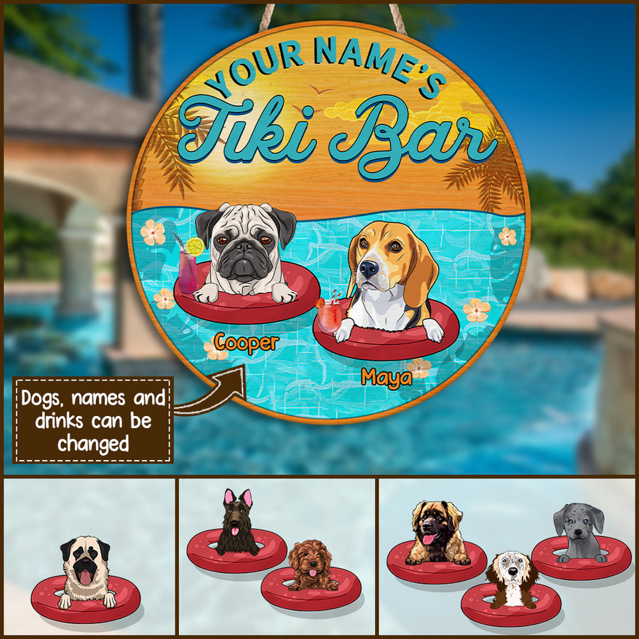 89Customized Welcome To Dogs Pool Personalized Wood Sign