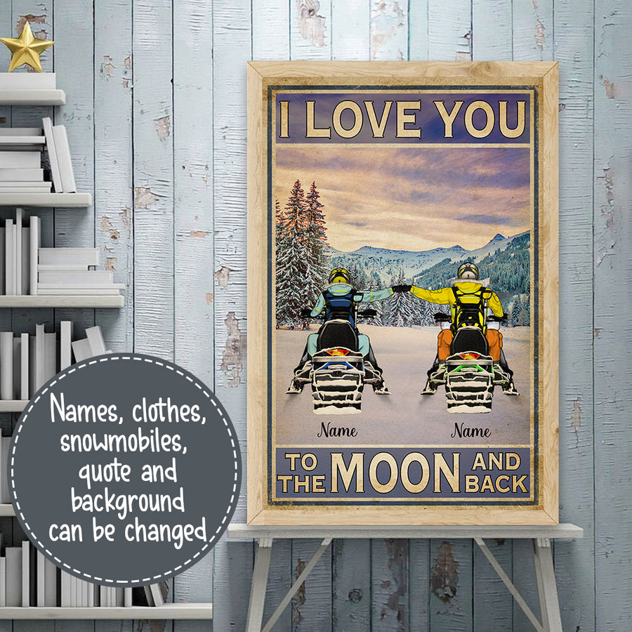 89Customized Snowmobiling Couple Vertical Poster
