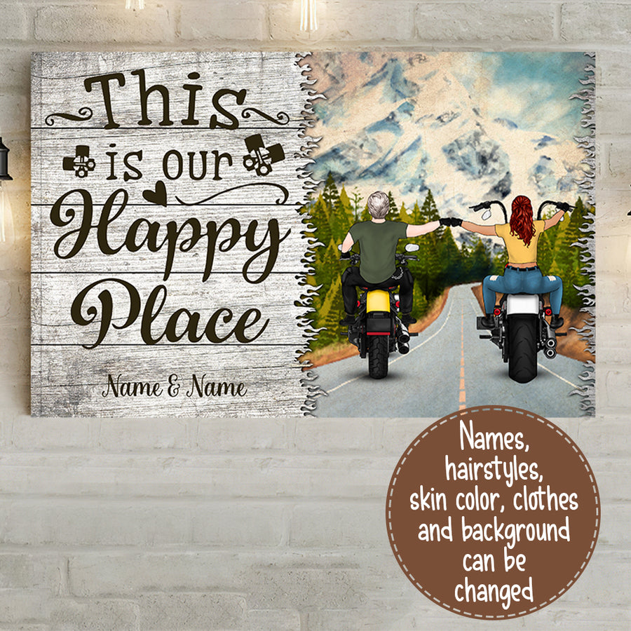 89Customized Biker Couple Horizontal Poster