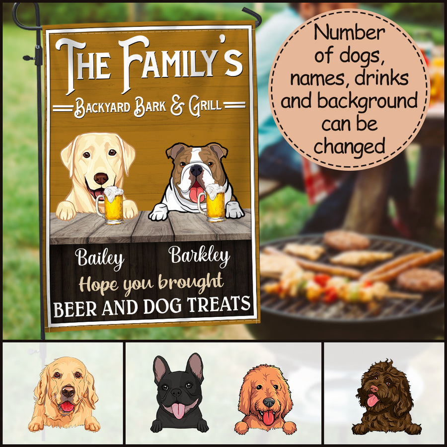89Customized Dog Backyard Bark & Grill Personalized Flag