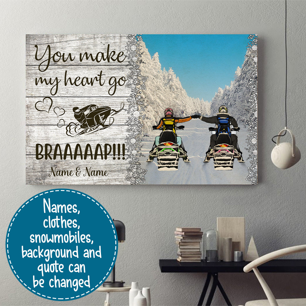 89Customized Snowmobiling Couple Horizontal Poster
