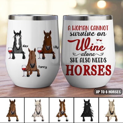 89Customized I Like Wine And My Horses And Maybe 3 People Personalized Wine Tumbler