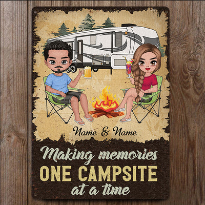 89 Customeized Making memories one campsite at a time Doll Camping Couple Ver.4 Personalized Metal Sign