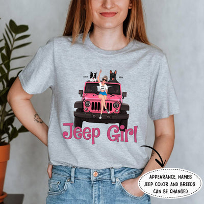 89Customized Jeep Girl With Her Dogs/Cats 2 Personalized Shirt