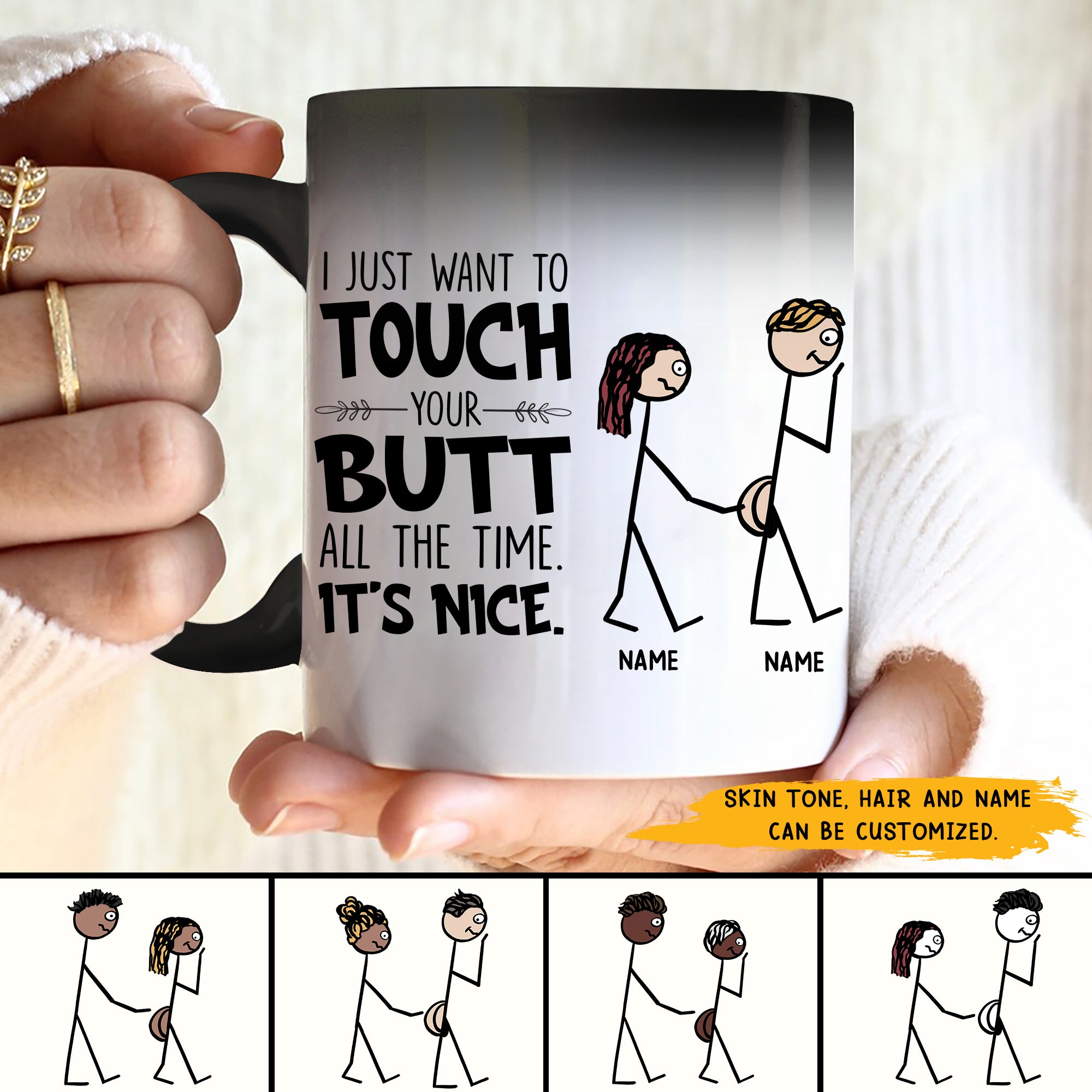 89Customized Just in case no one told you today Good morning You're amazing Nice butt Funny Couple Personalized Mug