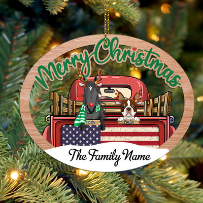 89Customized Merry Christmas Horses/Dogs Personalized One Sided Ornament