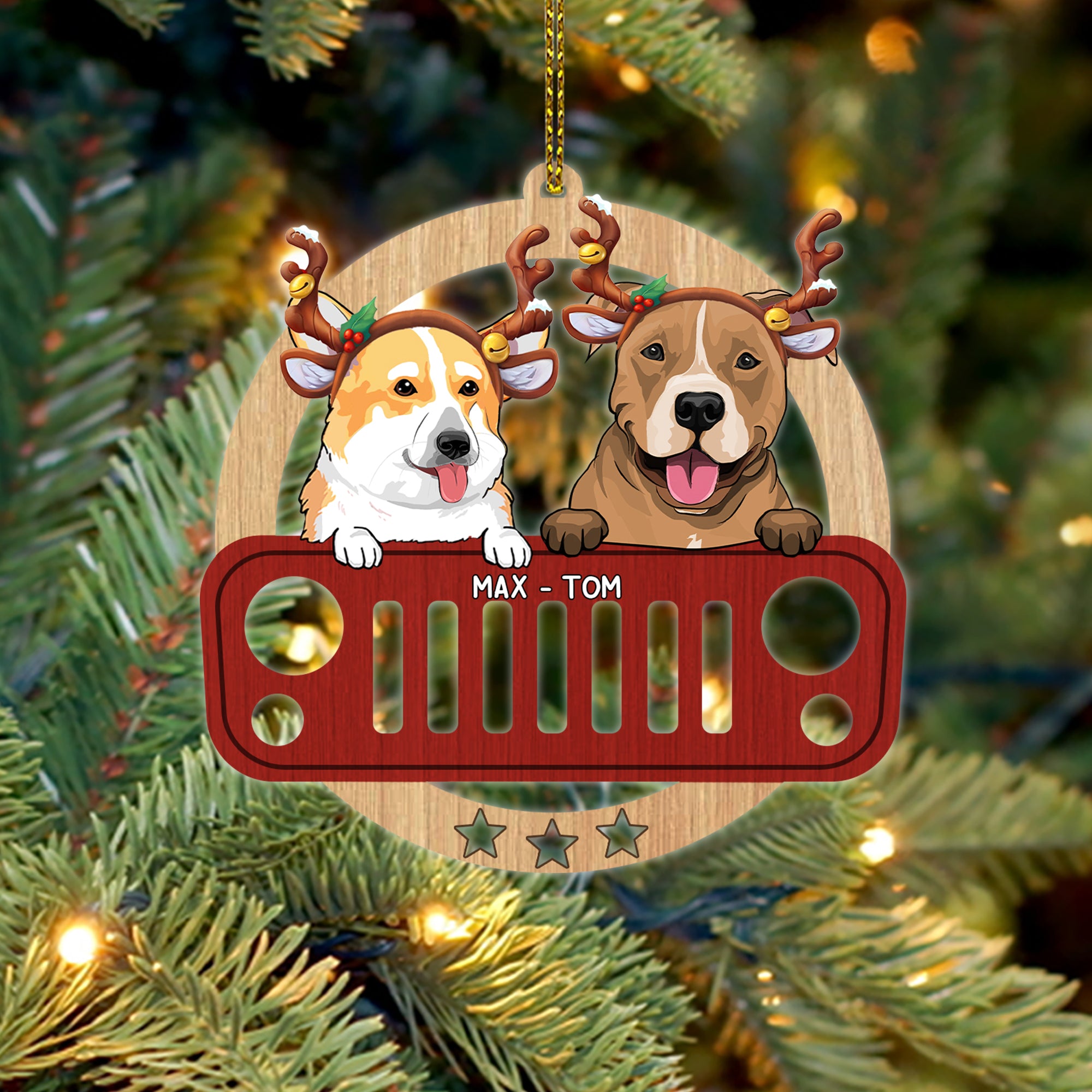 89Customized Jeep Grill and dog Customized Ornament