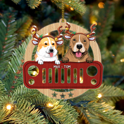 89Customized Jeep Grill and dog Customized Ornament
