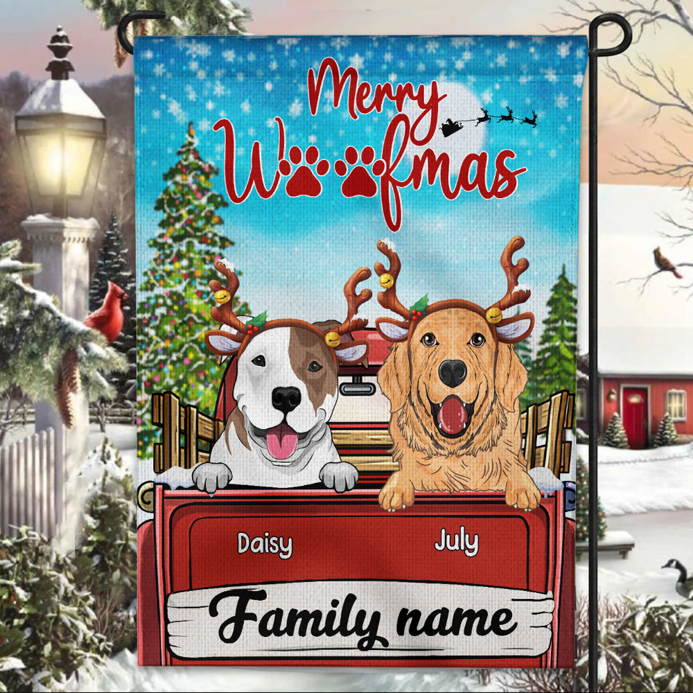 89Customized Merry Woofmas Dogs Personalized Garden Flag
