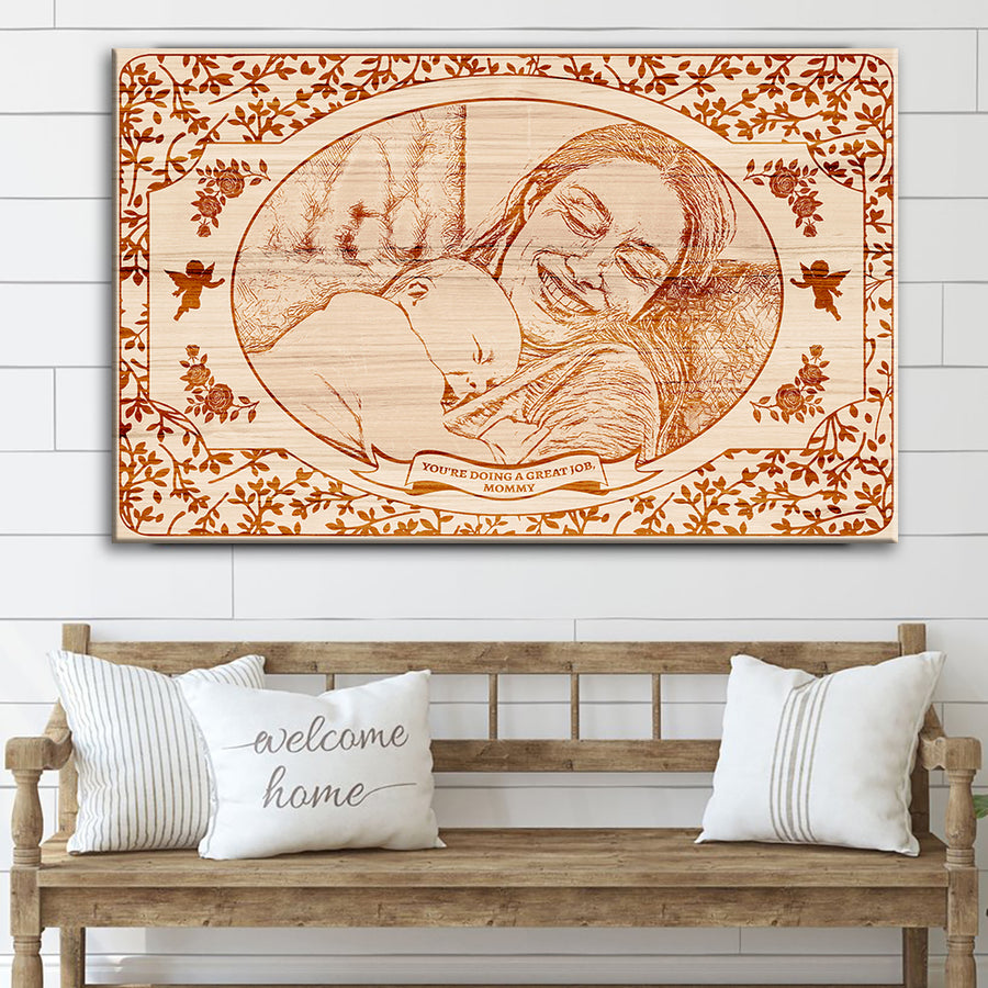 89Customized You're doing a great job mommy Personalized Wood Photo pallet sign