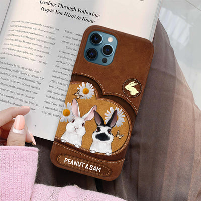 89Customized Bunny Lovers Leather Pattern Personalized Phone Case