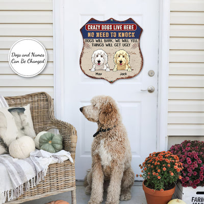 89Customized Keep Gate Closed Funny Dogs Shield Metal Sign