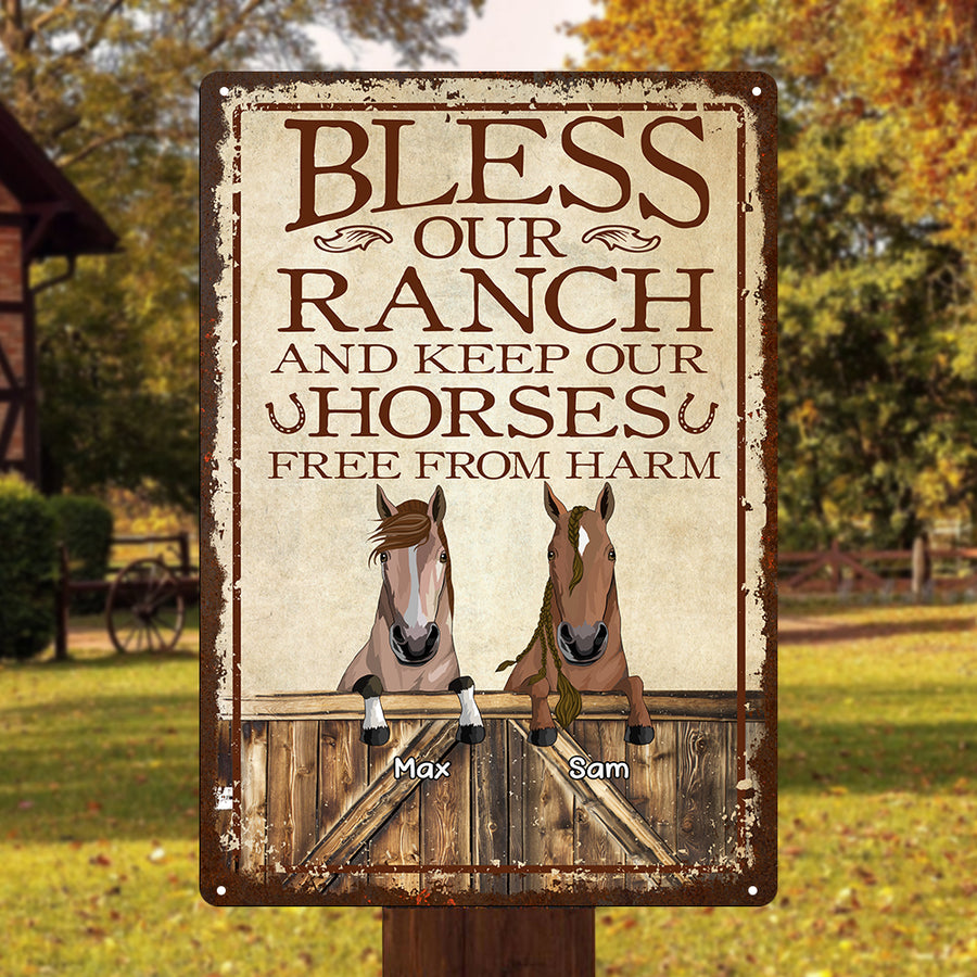 89Customized Bless Our Barn And Keep Our Horses Free From Harm Personalized Metal Sign