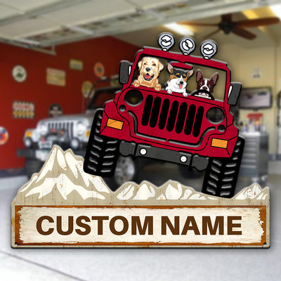 89Customized Jeep and dog off the road personalized cut metal sign