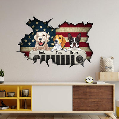 89Customized JEEP DOG AMERICAN FLAG personalized cut metal sign