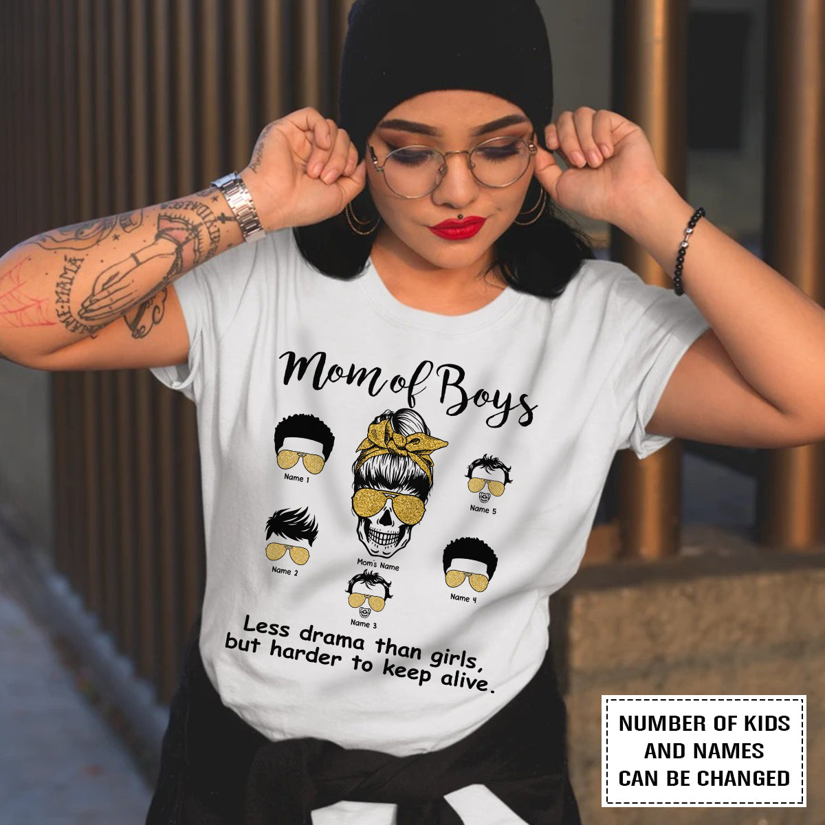 89Customized Mom of boys less drama than girls but harder to keep alive personalized shirt
